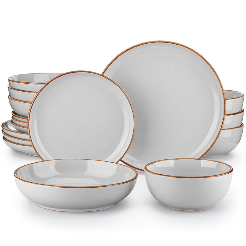 Vancasso  Stoneware Dinnerware - Set of 16 , Grey