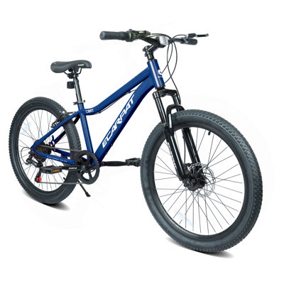 Vélo de montagne pour jeunes 24 pouces avec 7 vitesses et cadre avant en acier durable à suspension avant, jantes en alliage et freins à disque pour garçons et filles en plusieurs couleurs