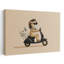 Cool Lion Scooter Ride Modern Playful Retro Lion Flower Wall Art Print by Mathieu - Wrapped Canvas Print-255425365