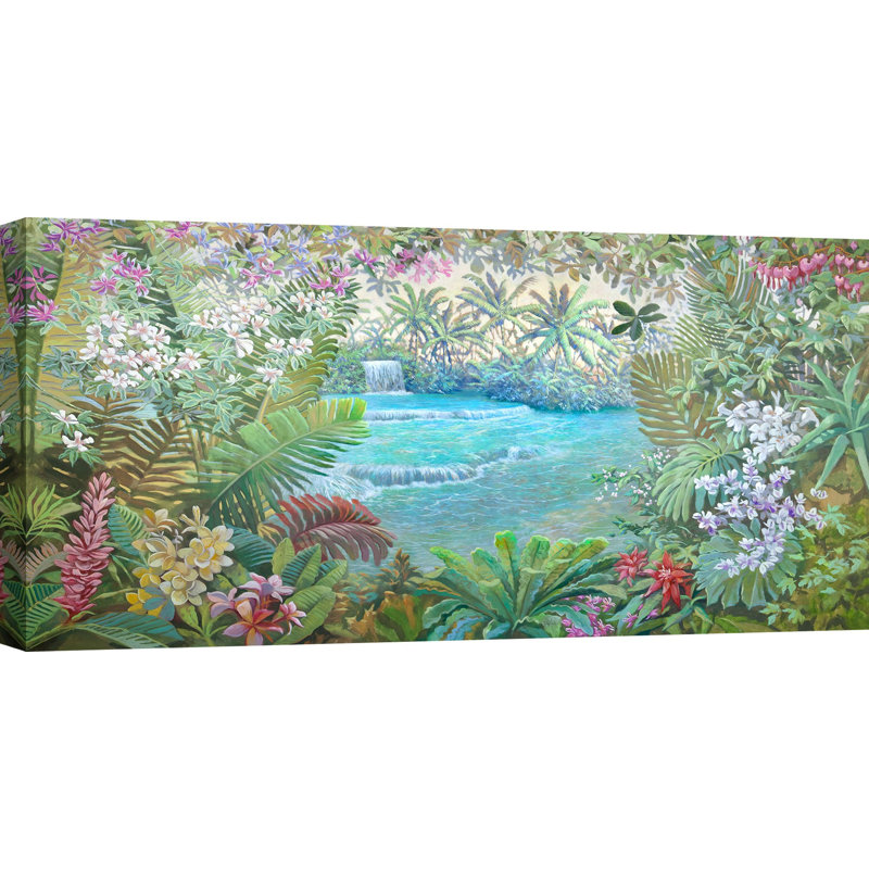 Tropical Waterfall by Andrea Del Missier - Wrapped Canvas Print, 50cm H x 100cm W x 4cm D