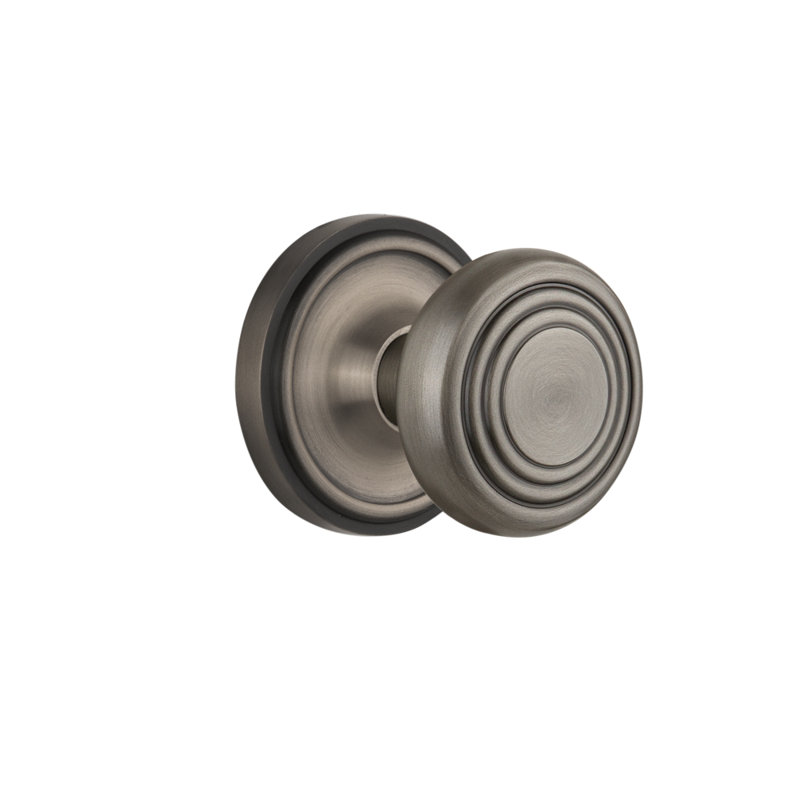 Classic Rosette with Deco Door Knob, 2 3/4, Antique Pewter