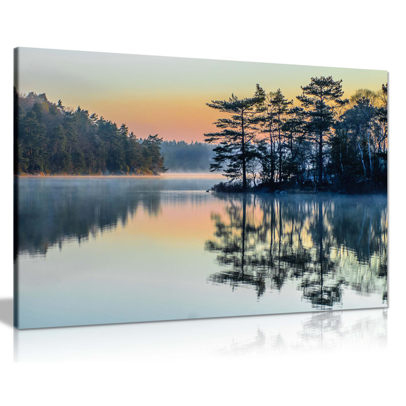 Panther Print Fine Art Prints Sunrise On A Peaceful Lake Artistic Framed Canvas Prints, Pictures For Home Walls, Bedroom, Living Room & Bathroom Decor - Wrapped Canvas Art Prints