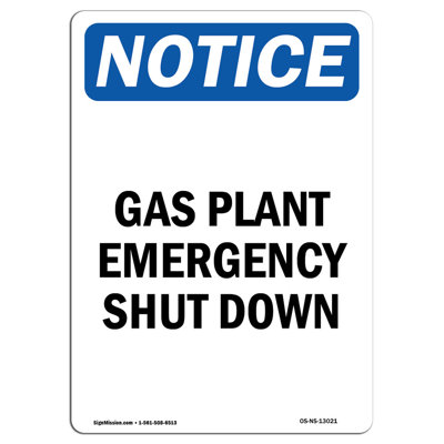 Gas Plant Emergency Shut Down Sign