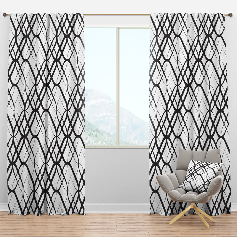 Panneau de rideau simple semi-diaphane avec passe-tringle Mid-Century, l 52 po x L 63 po