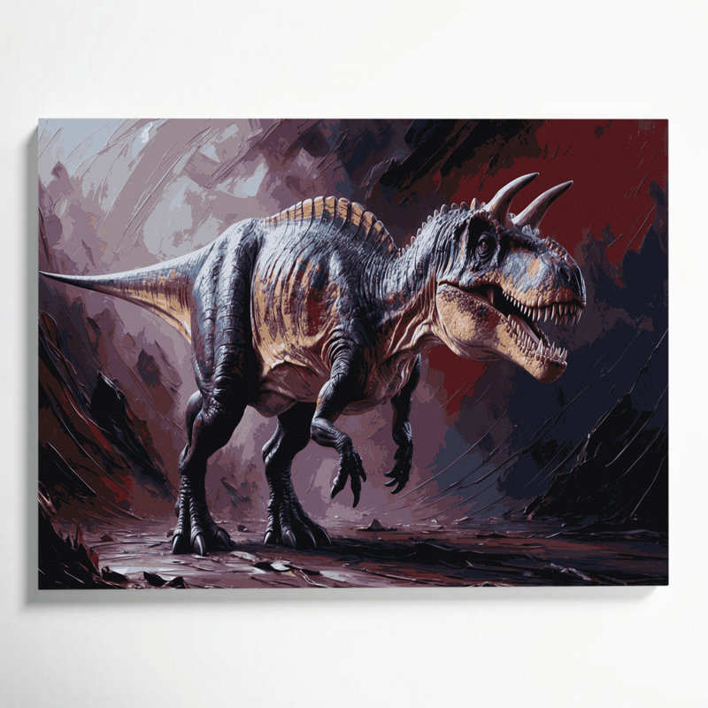 «Dinosaur Carnotaurus», art mural sur toile noire