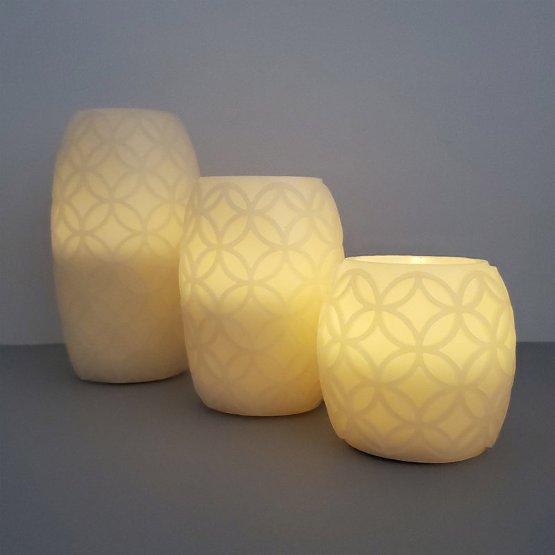 3 Piece Battery Operated Textured Wax LED Candles