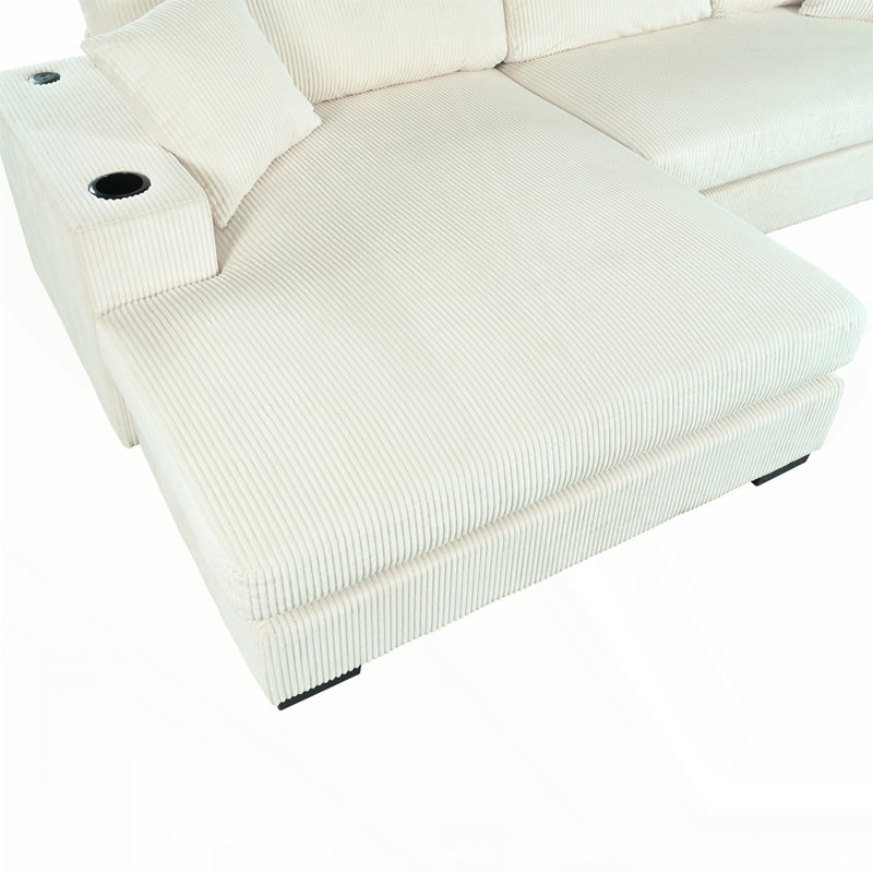 Grand canapé modulaire avec coussins épais Mirod, Beige