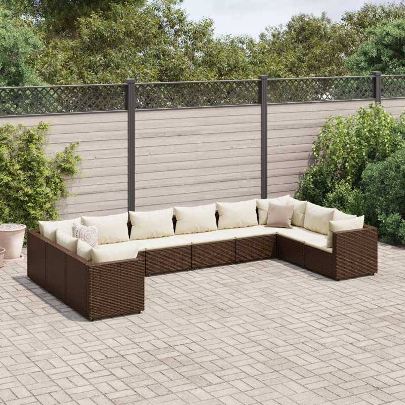  Patio Lounge Set Brown, Cream White, Cream White, Brown