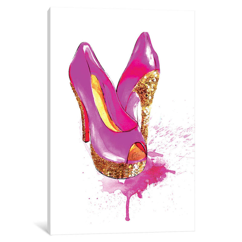 Glitter High Heel by Rongrong DeVoe - Wrapped Canvas Painting, 66.04 cm H x 45.72 cm W x 1.91 cm D