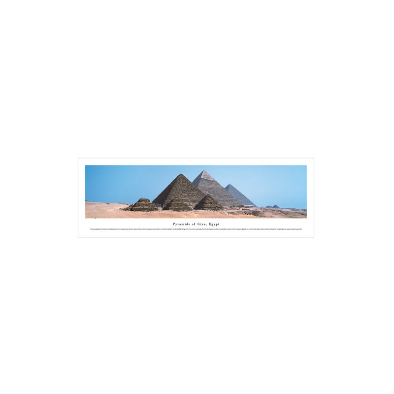 Panoramic Framed Print of Pyramids of Giza in Black Frame