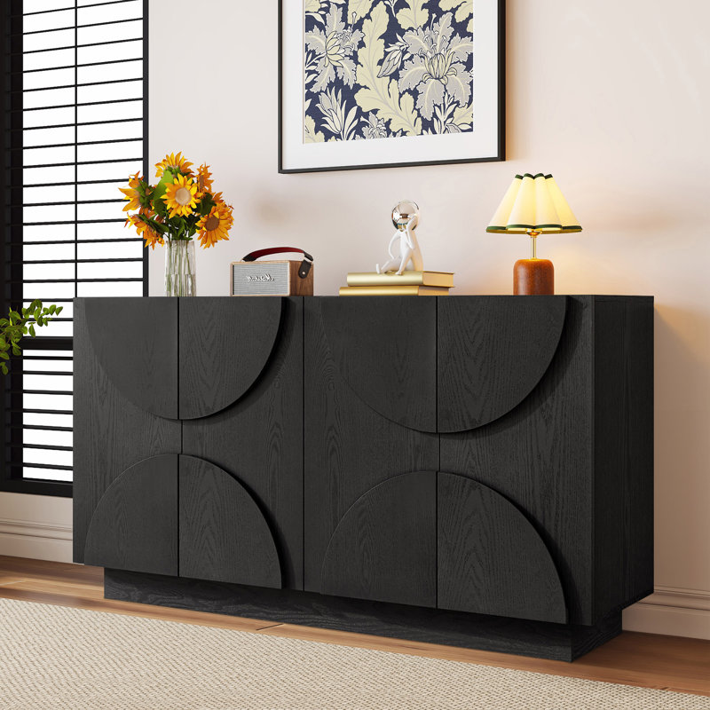 Evania 56.3" Sideboard With Large Storage And Adjustable Shelves, Black