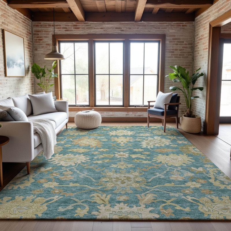 Premium Machine Washable Gurubaksh AMF1150 Global Rug, Rectangle 5 pi x 7 pi 6 po