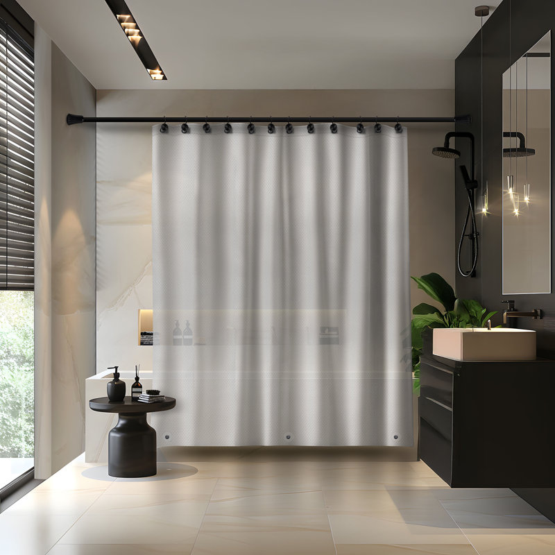 Doublure de douche Acento à pois PEVA avec œillets noirs, doux au toucher, 72 po x 72 po, transparent, Clair