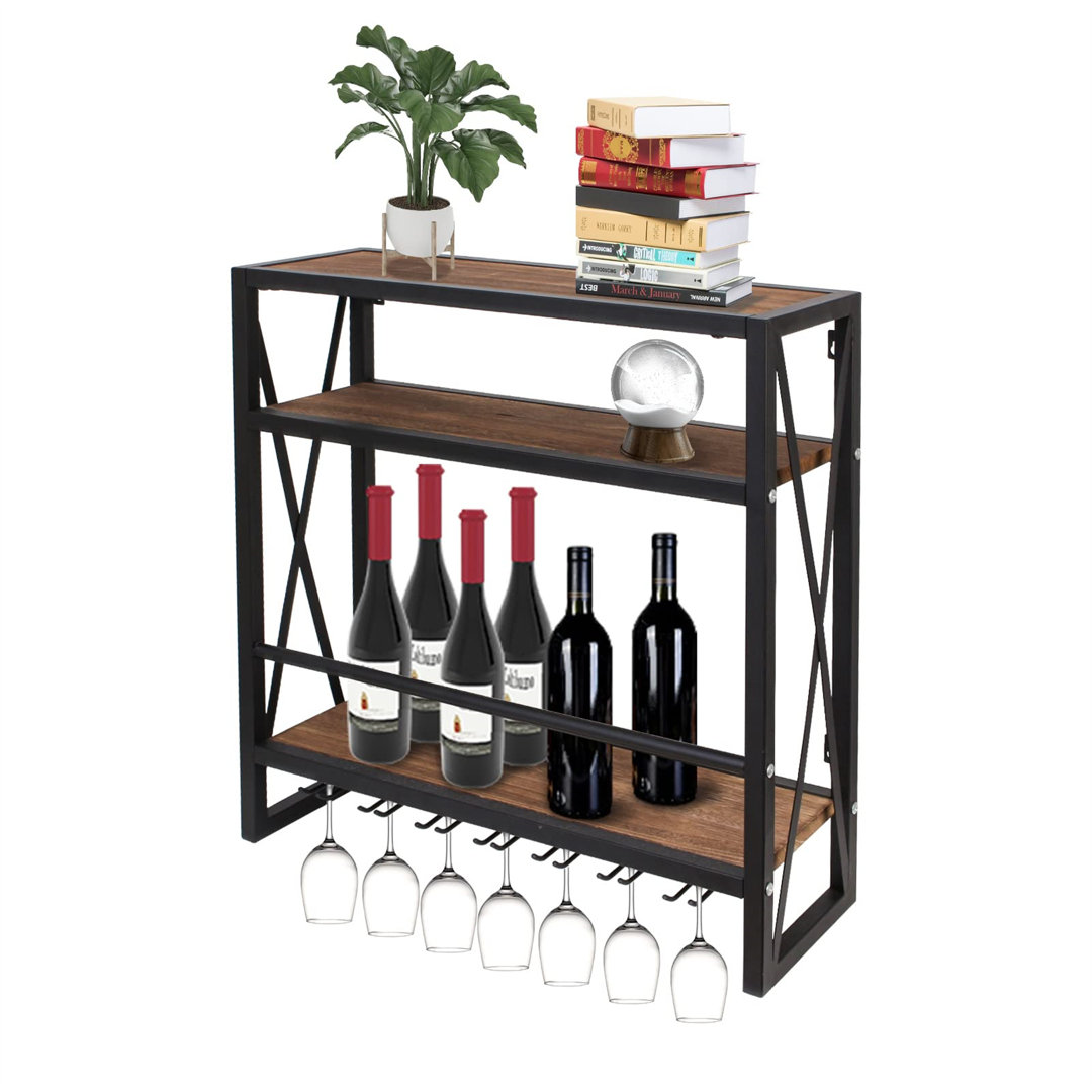 Wall Mounted Wine Rack with Glass Holder