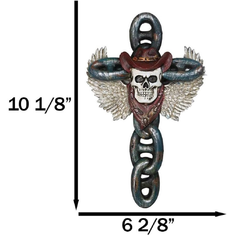 Crâne de cowboy à oreilles gothique avec croix rouge