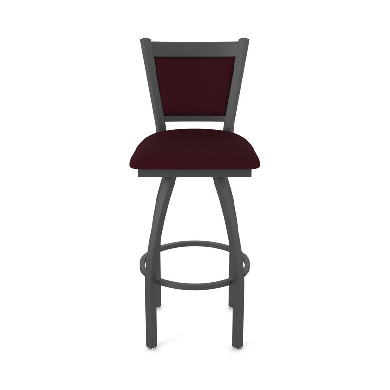 Tabouret pivotant Hadleigh, Vinyle - bordeaux Canter, Étain, Tabouret de bar (siège d’une hauteur de 30 po)