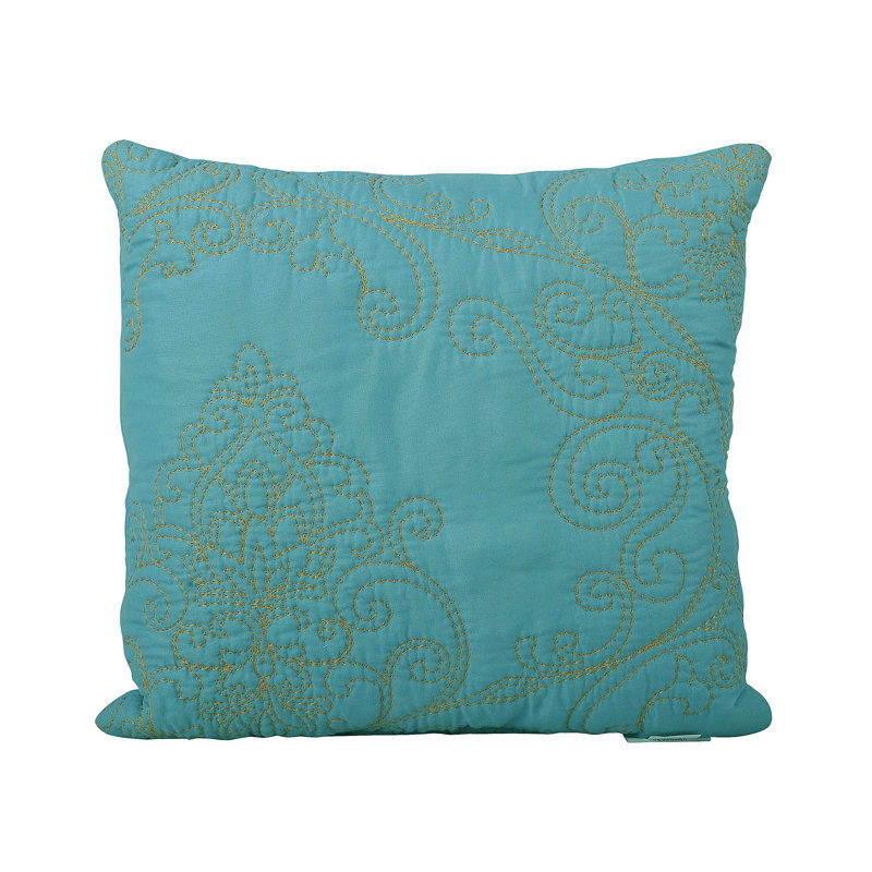 4 Piece Damask Oversized Embroidery Bedspread Set, Courtepointe grand lit + 2 taies décoratives pour, Sarcelle