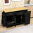 Modern Kitchen Island with Trash Bin Compartment, Sliding Doors, 3-Tier Spice Rack and Adjustable Storage-521768884