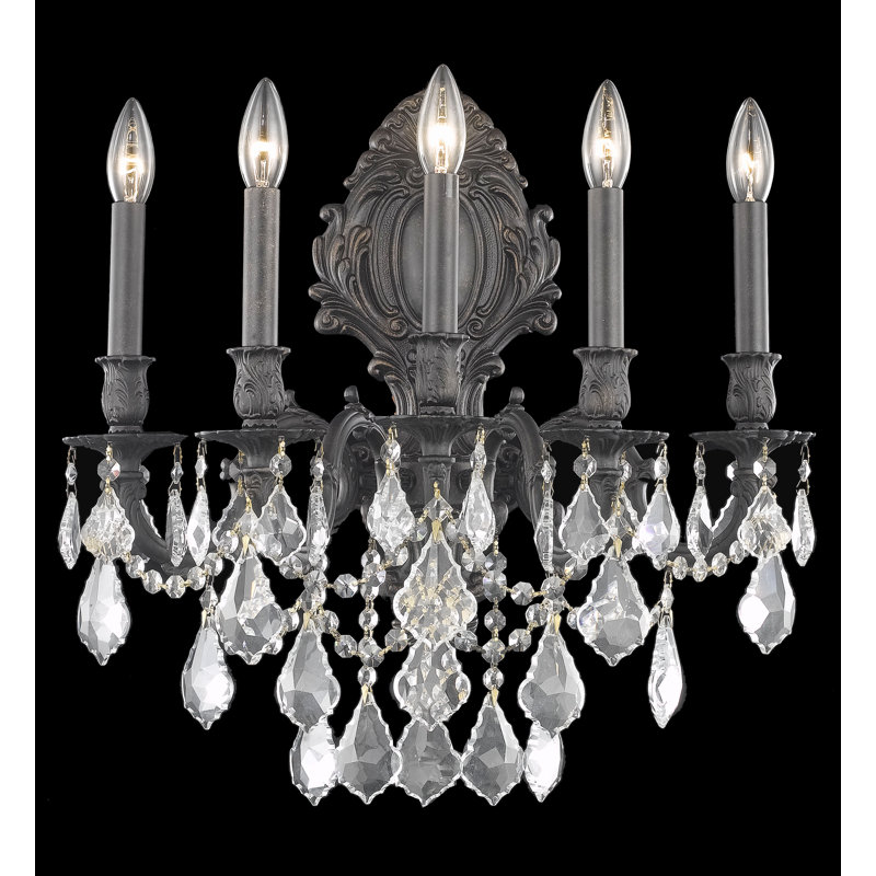 Aadyn Candle Wall Light, Crystal (Clear) / Royal Cut, Dark Bronze