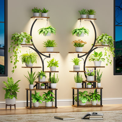 Support pour plantes d'intérieur de 157 cm avec lampe de croissance - Ensemble de 2 étagères lumineuses hautes et larges