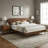King Premium Solid Wood Bed Frame with Headboard, Scandinavian Signature Wood Platform Bed 800 lbs Capacity Walnut Finish, Fit All Mattresses, No Box Spring Needed, Non-Slip Noise-Free, Easy Assembly-1357548832-1357548837