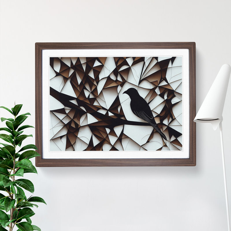 Awesome Abstract Bird - Framed Print, 25cm H x 34cm W x 2cm D, Walnut
