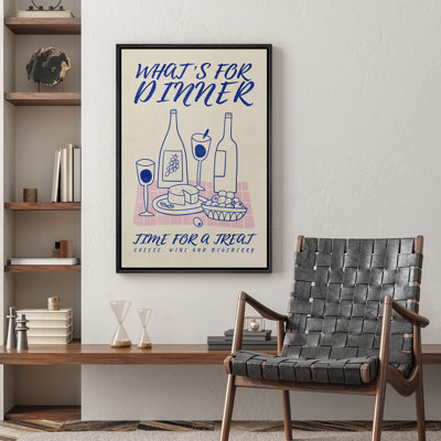 «Blue Food Wine Kitchen», impression sur toile encadrée pour chambre principale