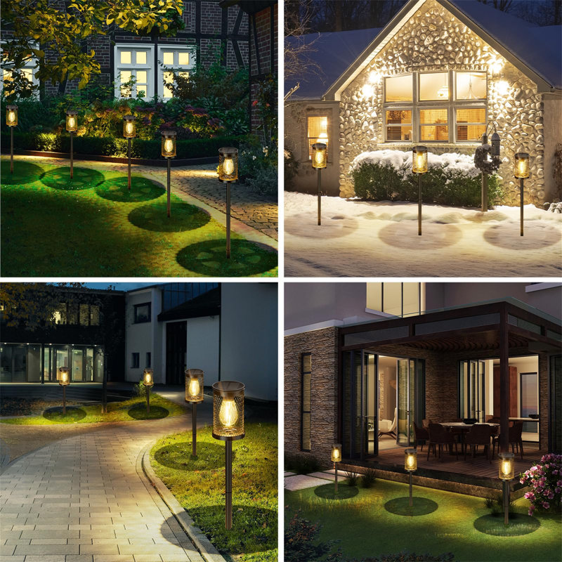 Black Mesh Metal Solar LED Pathway Lights, 4-Pack