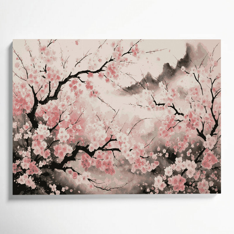 Art mural sur toile Botanical Cherry Blossoms, H 11 po x l 14 po