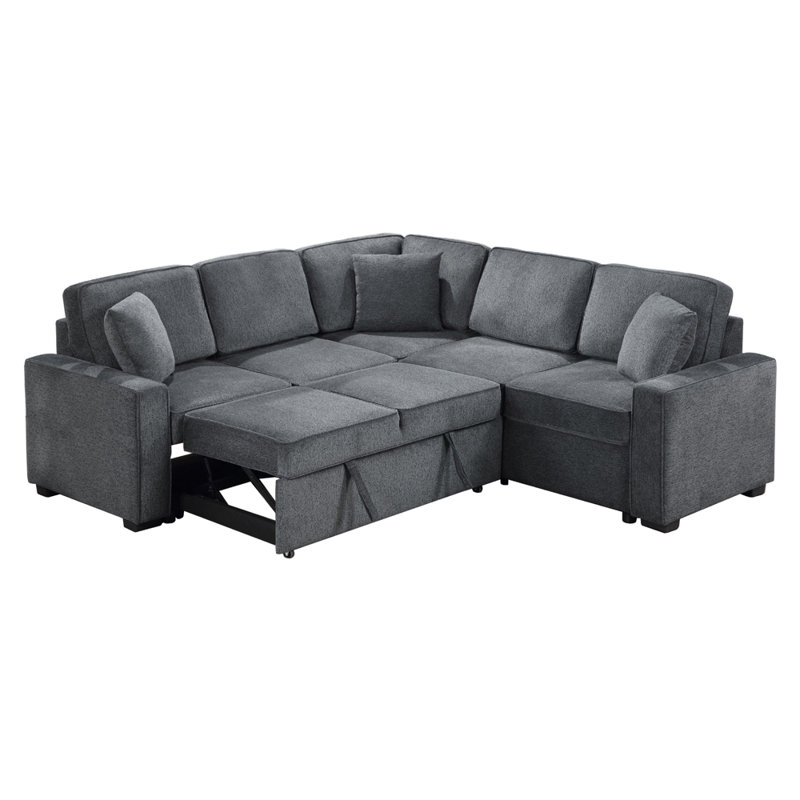 Canapé modulaire, canapé modulaire en forme de L, Chenille grise foncée