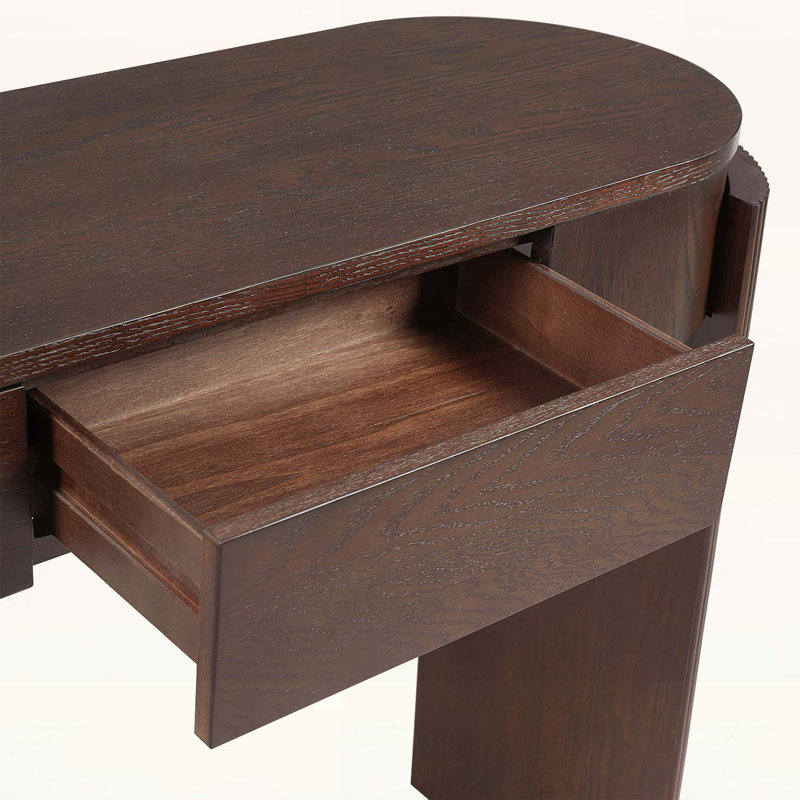 Console à cannelures avec 2 tiroirs, Bois espresso