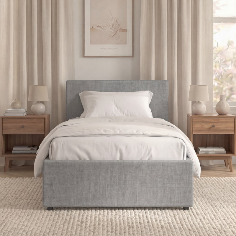 Enya Upholstered Ottoman Bed, UKFR Certified, Single (3'), Light Grey