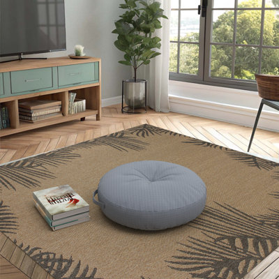 Coussin intérieur / extérieur, housse de coussin ronde de 22 pouces avec insert