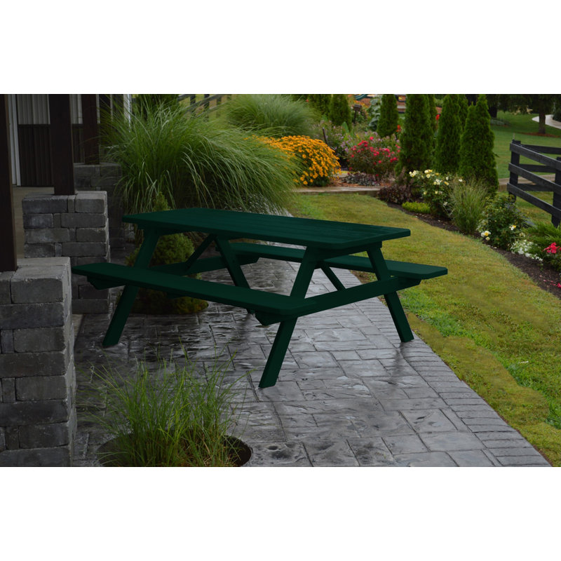 Table de pique-nique en bois massif Latisia, Vert foncé