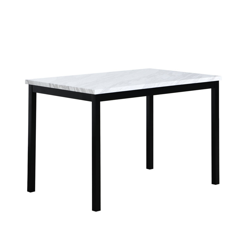 5 ensembles de salle à manger en métal avec plateau en faux marbre et 4 chaises grises stratifiées en forme de marbre pour la maison