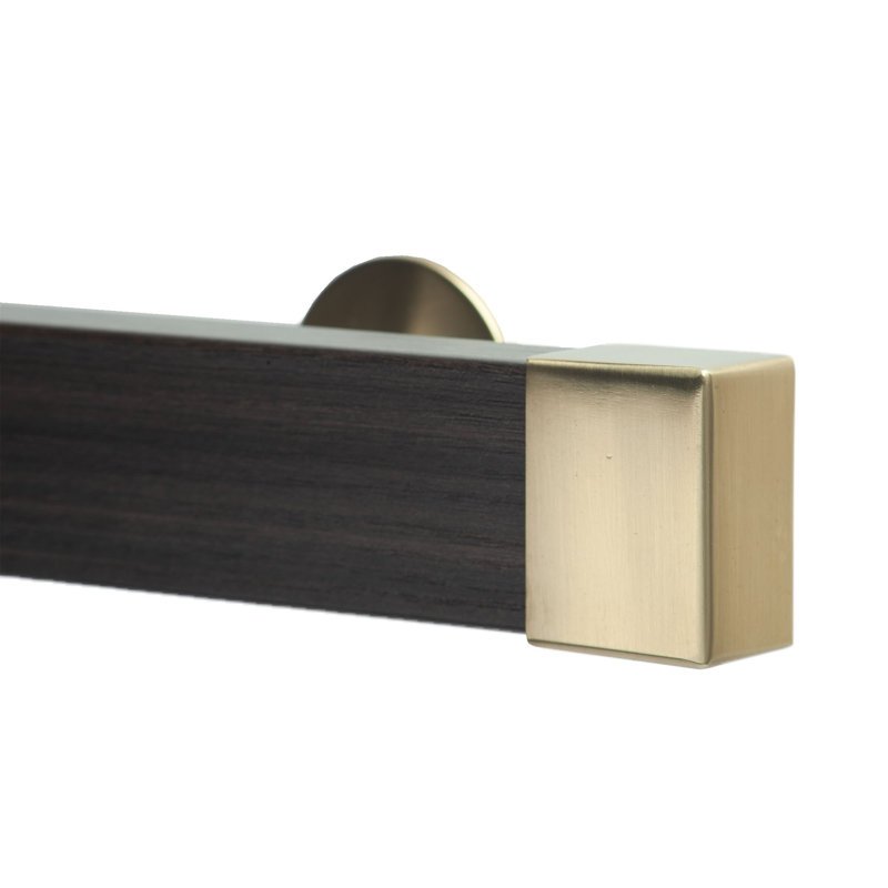 Tringle à rideaux simple en bois 2 po, H 2 po x l 48 po x P 3,12 po, Laiton rétro