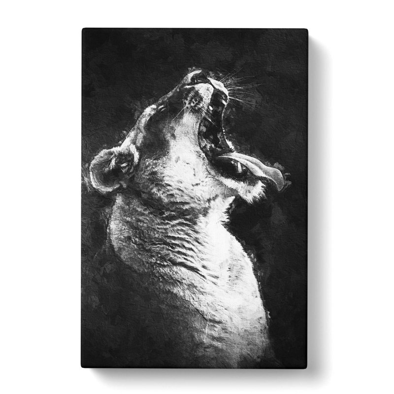 Yawning Lioness - Wrapped Canvas Painting, 50cm H x 35cm W x 3cm D