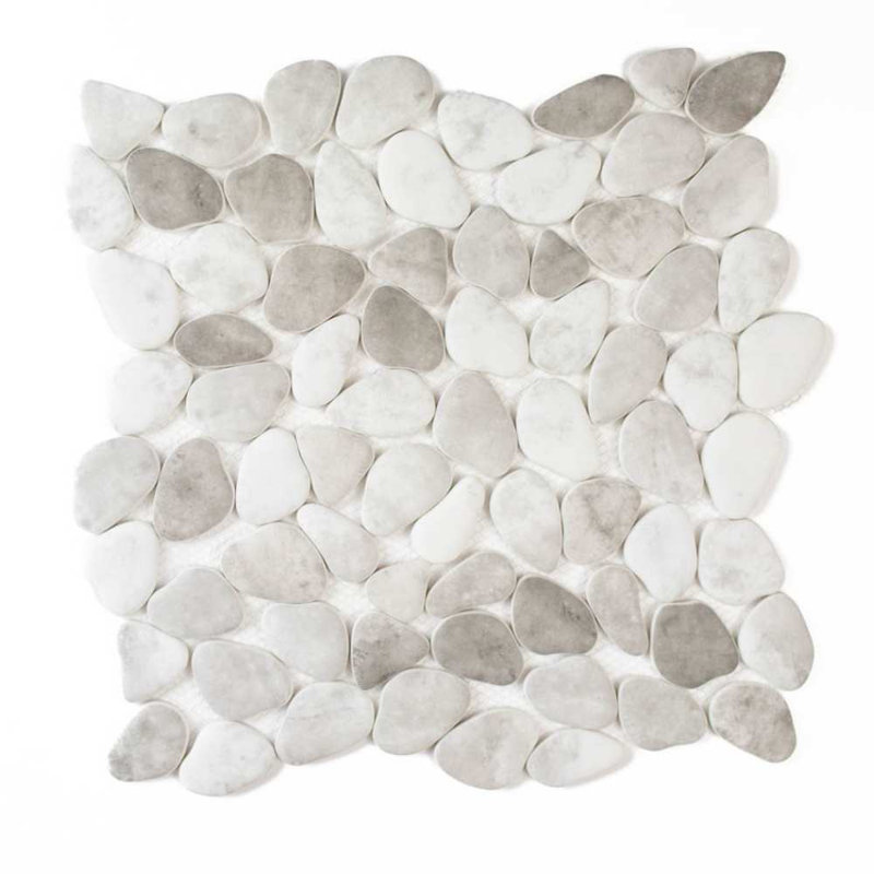 Huron Glass Pebbles Mosaic Tile, Silverado