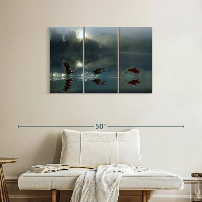Brampt Geese Skim Over The Water, 24" H x 38" W