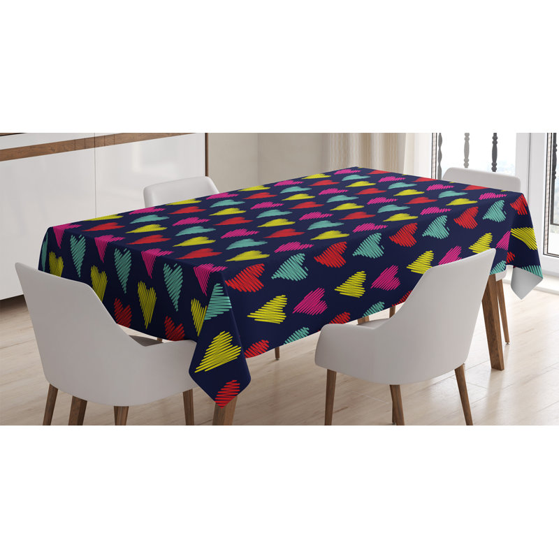 Geometric Valentine's Day Tablecloth, 90" L x 60" W