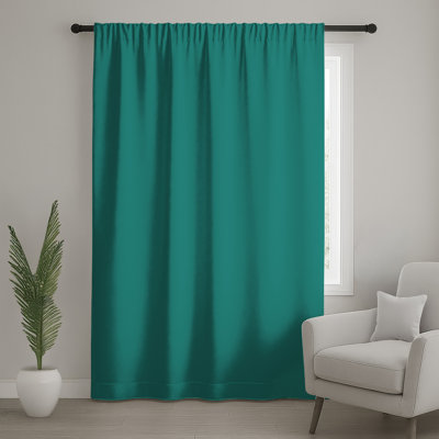 Solid Teal Background Window Curtains, Solid Sheer & Blockout Curtains - 1 Panel