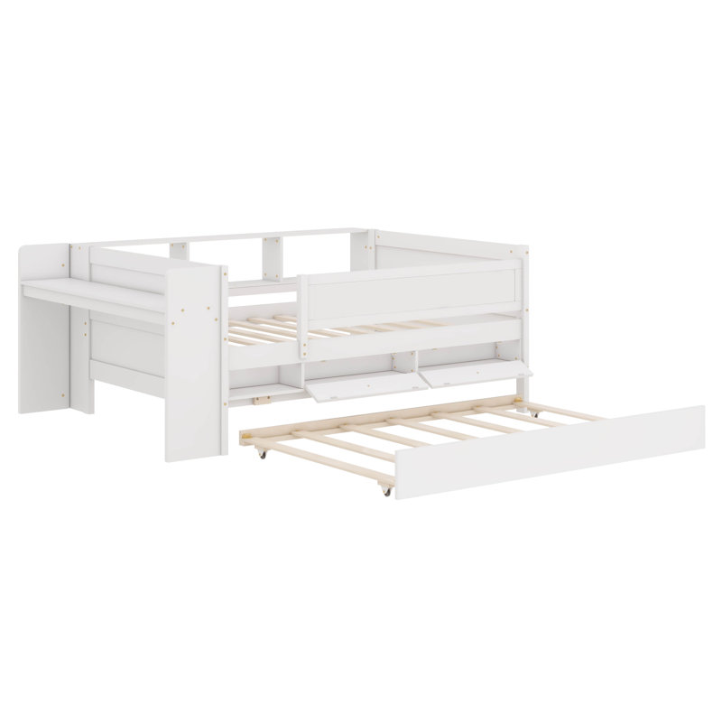 Twin Daybed With Drawers And Trundle, White