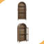 Une armoire de rangement arquée haute avec une lampe, une armoire de rangement en bois de style rétro moderne avec des cloisons en verre réglables-541139272