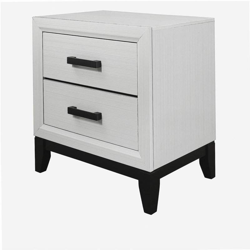 Table de chevet blanche Mirage, Blanc/Noir