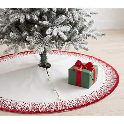 Flora Christmas Tree Skirt in Red