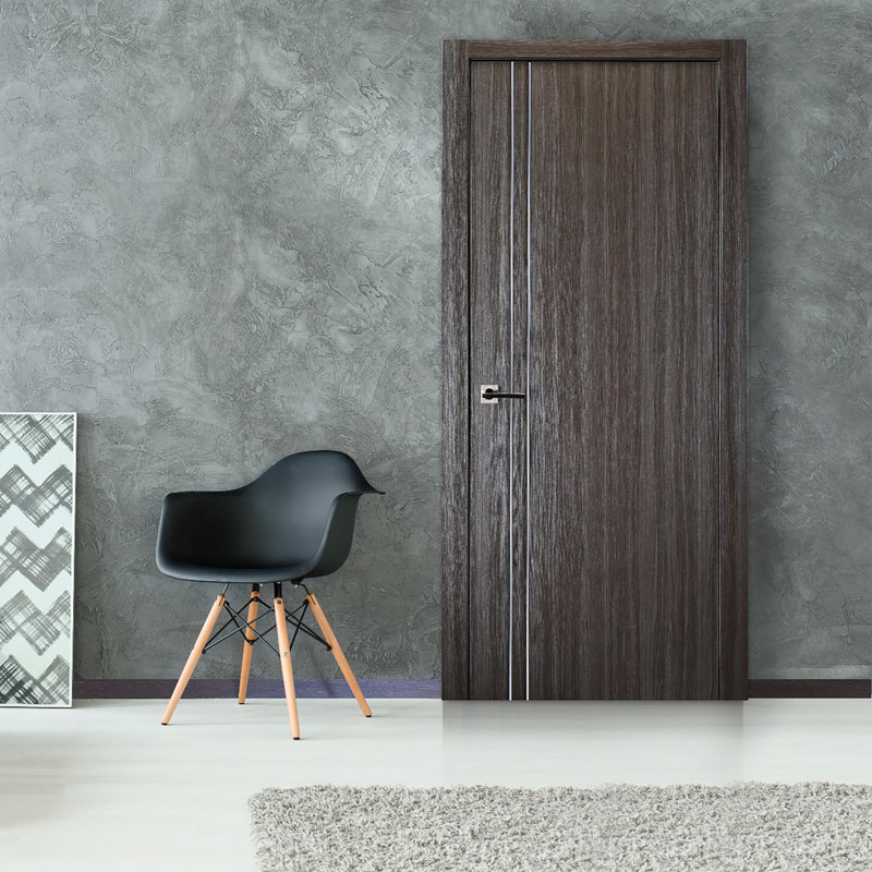 Porte standard affleurante en bois manufacturé Palladio, 32 po x 80 po, Chêne gris, Pour main droite
