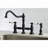Kingston Brass Restoration Two-Handle 4-Hole Deck Mount Bridge Kitchen Faucet with Brass Side Sprayer-35598746