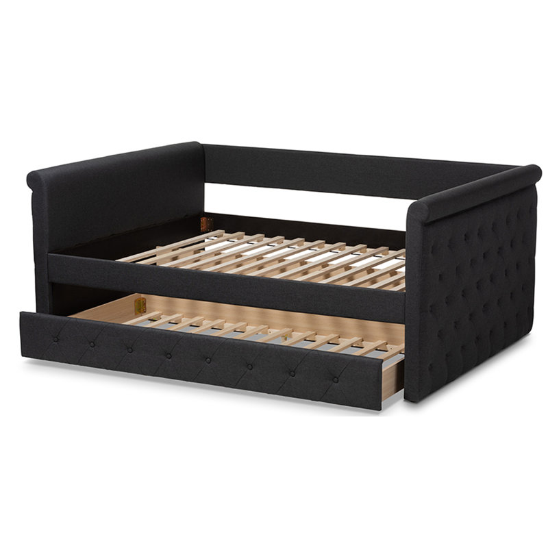 Monastiri Upholstered Daybed with Trundle Bed, Full, Dark Gray
