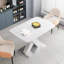 Table de salle à manger rectangulaire, extensible, plateau de table + pied de table en MDF en X avec base en métal