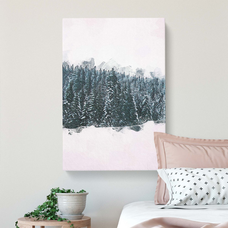 Fir Tree Forest in Winter in Abstract - Wrapped Canvas, 76cm H x 50cm W x 3cm D